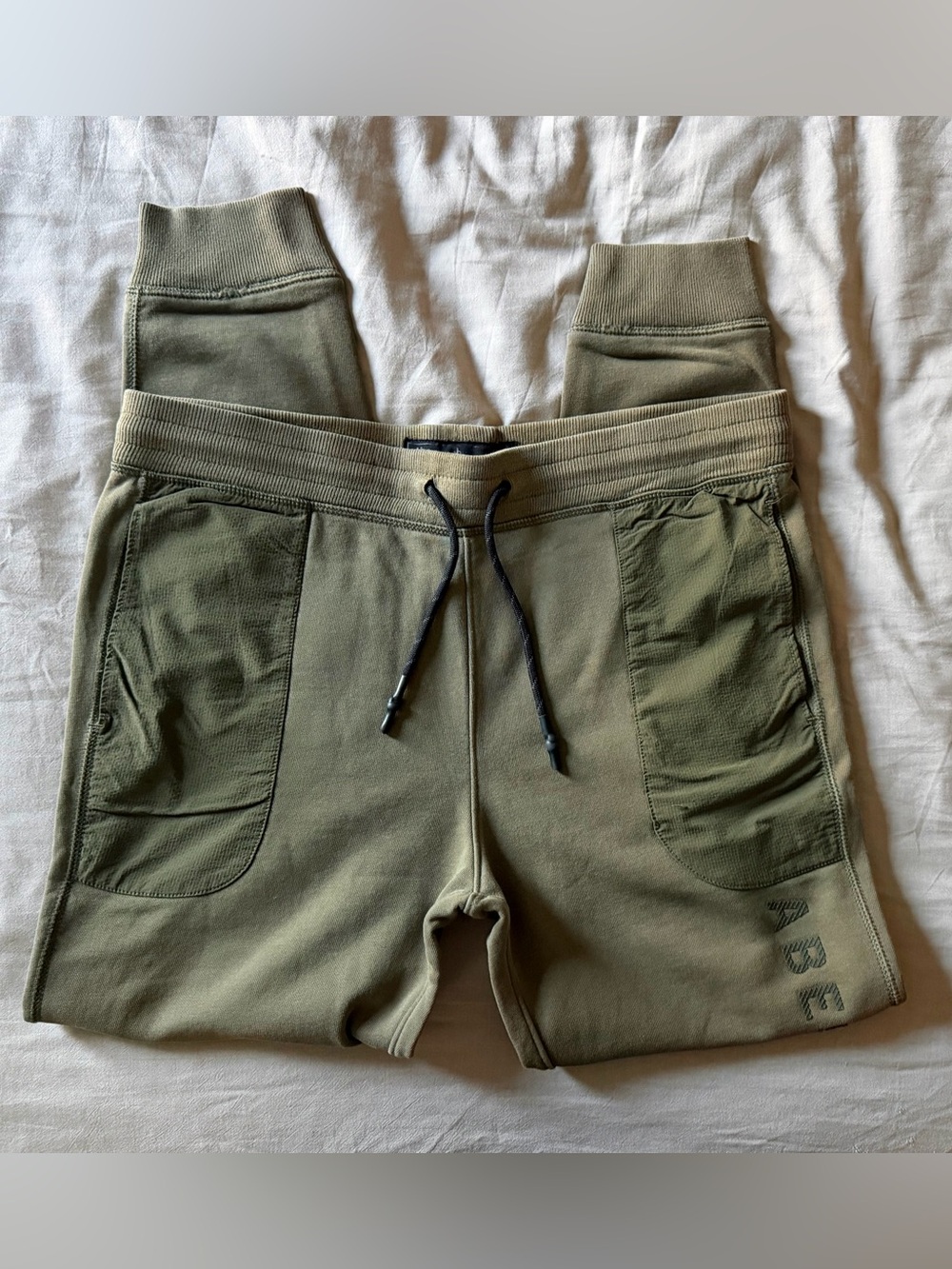 Abercrombie & Fitch Olive Green Men's Jogger Sweatpants with Black Drawstring